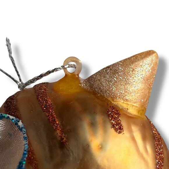 RAZ Imports Orange Tabby Cat Blown Glass Christmas Ornament Anthropomorphic 4” - Picture 5 of 16